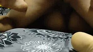 sissy cuckold in chastity watches girlfriend fucked by lover