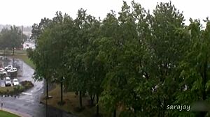 J Cannon cums on Sara Jay's massive boobs in interracial group banging