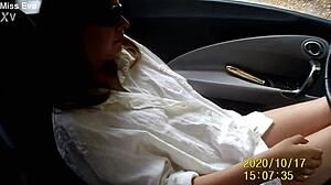 i'm getting wild masturbating naked with my dildo in the car during a public drive