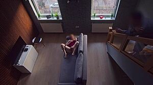 I got caught masturbating by my roommate in the dorm, but I kept going as he watched the blonde flashing.