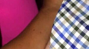 Mature tattooed blonde milf sucks petite young cock outdoors in public.