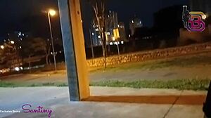 i watch this hot big-ass babe jerk off my huge black cock in the public square, feeling so exposed and horny.