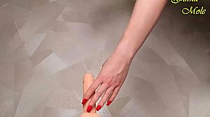 Athletic milf in red pantyhose fingers wet pussy before riding big black cock