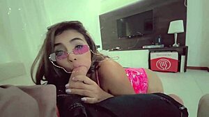 Amateur Latina teen Barbie sucks cock deepthroat then bends over for doggystyle pounding.