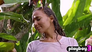 beautiful blonde milf model katya clover undresses clothes ripped to pose naked outdoor showing perfect body with cute small tits and ass