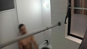 a cute teen bends over in bathroom for sensual doggystyle riding on hidden cam voyeur