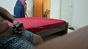 maid gives handjob while flashing ass and masturbating