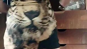 Spying on Colombian neighbor's sexy outdoor miniskirt pussy view