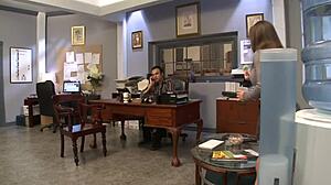 rachel roxxx uses big tits and wet pussy to please boss man