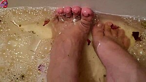 Washing feet with rose petals and herbs after a hard day!