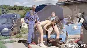 Hungry dude hammers teen beauty's pussy doggystyle in contest