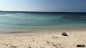 Pissing On Shocked Girl In Wet Lingerie On Public Beach