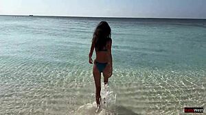 Pissing On Shocked Girl In Wet Lingerie On Public Beach