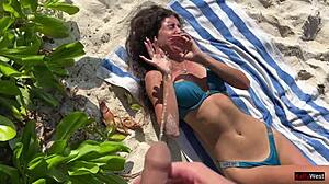 Pissing On Shocked Girl In Wet Lingerie On Public Beach