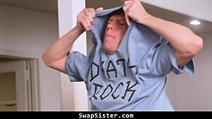 Guys swap hot stepsisters for cowgirl blowjob orgy in taboo brunette riding