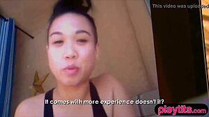 Amateur couple intensely tries threesome with asian hottie