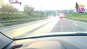 almost caught by my cop husband's cuckold seeing me with giant cock in car 😏