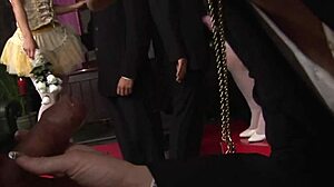 Stacey Saran swallows cum as dancer