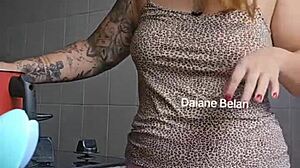 girl wears shorts stuffed in her big pussy, flashing exhibitionist in usa