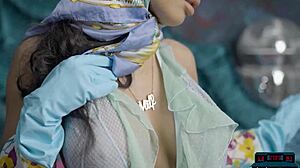 big boobs asian milf asa akira strips in solo softcore video