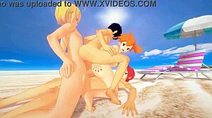 Misty Takes Bikini Double Penetration Anal on Beach in Pokemon Group Sex