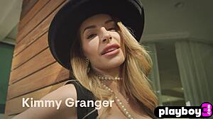 Sexy Big Ass Brunette Milf Model Kimmy Granger Strips Outdoors Showing Curvy Fake Tits Body