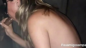 blonde wife takes it in the ass at gloryhole 😈