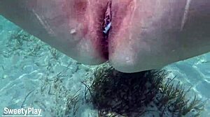 Multiple creampies in wet chubby milf pussy underwater action