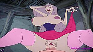 Specific scene inside Madam Mims Cottage with riding and creampie