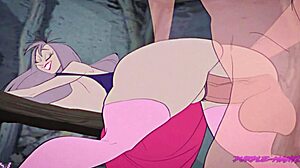 Specific scene inside Madam Mims Cottage with riding and creampie