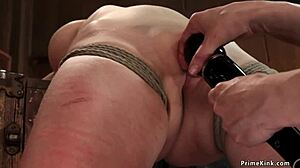 Ebony And Brunette Toyed On Hogtie