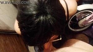 Tranny Slut Gives Twins Roleplay Blowjob In Basement