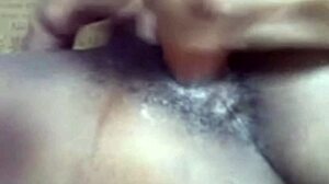 Amateur girl performs homemade solo masturbation with huge dildo on pussy lips