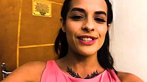 Beautiful Latina Pornstar Deepthroats Big Cock and Cums Hard in Sheer Red Outfit