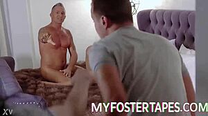 Becky is surprised by judys presence in bedroom lingerie. She and her husband ride doggystyle in sex tape on myfostertapes com.