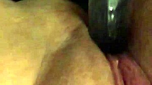 Close-Up View Of BBW Squirting On Her Toy