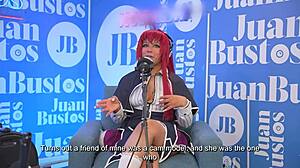 Multiple Orgasms of Eybubbles Cosplay Riding the Sybian on Juan Bustos Podcast