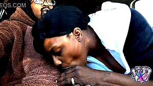 Milf Swallows Cock in Car Bear Suit