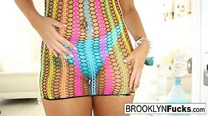 Brooklyn takes huge cumshot on big tits