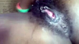 Amateur girl performs homemade solo masturbation with huge dildo on pussy lips