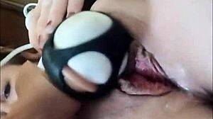 having fun with large thick dildo, getting wet and dripping, ripping clothes for huge fucking