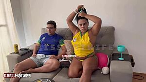 i acted like a slut during the brazil game flashing tits and giving blowjob