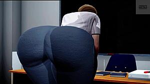 the pawg teacher with a big ass struts into class, turning heads.