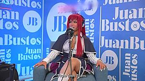 Multiple Orgasms of Eybubbles Cosplay Riding the Sybian on Juan Bustos Podcast