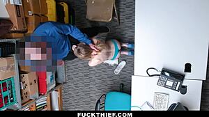 Caught teen punished with big cock in backroom POV