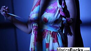 Japanese pornstar Marica Hase strips nude showing tits pussy and ass solo!