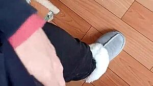 My lesbian colleague and I riskily masturbate in the office