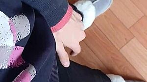 My lesbian colleague and I riskily masturbate in the office