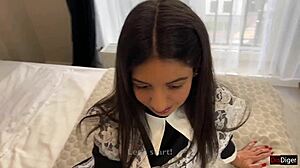 Met brunette classmate at graduation and fucked her tight ass in white pantyhose with creampie