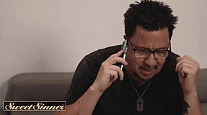 Ginger hottie explores positions on professor's bed